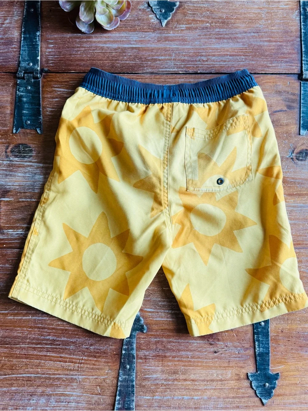 Kids Yellow Sun Print Swim Shorts by Tea